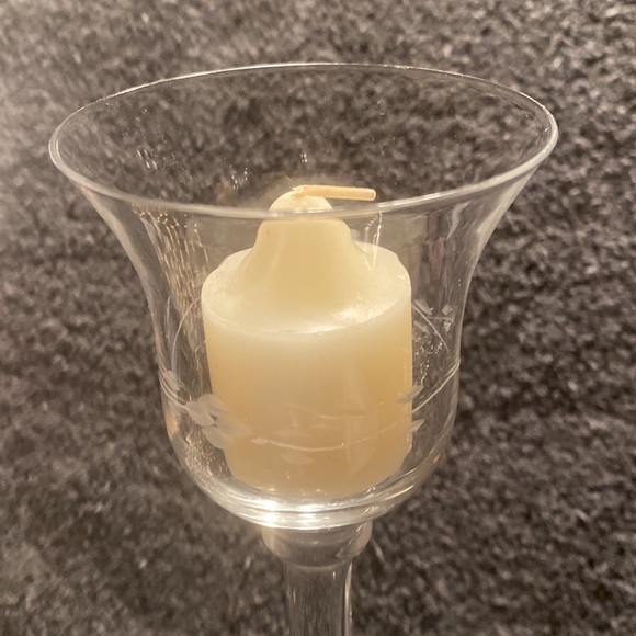 Two EUC Etched Glass Candle Holders - Picture 6 of 9